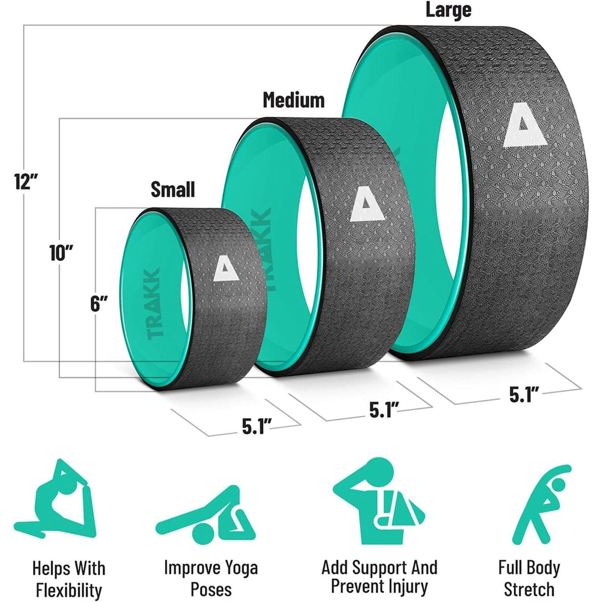 TRAKK 3-in-1 Yoga Wheels Set - Back Stretching & Core Strength (2-Pack)